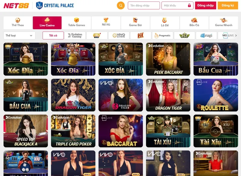 Casino online của Net88 có rất nhiều sảnh chơi đa dạng